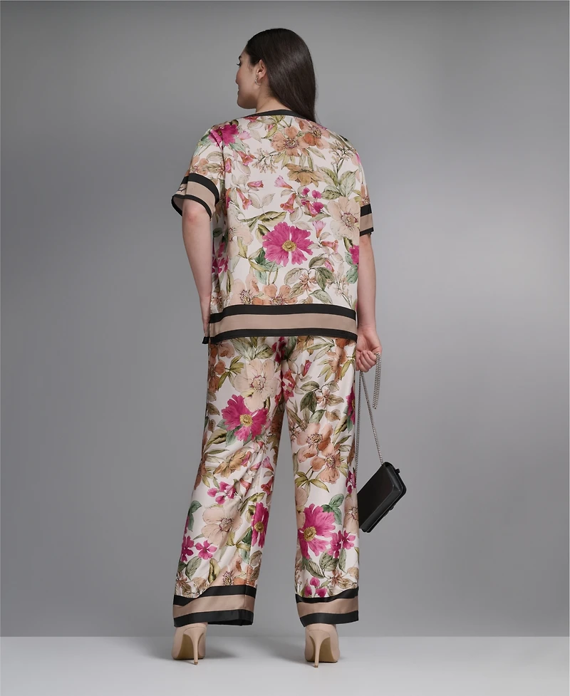 Karl Lagerfeld Paris Plus Printed Boat Neck Top