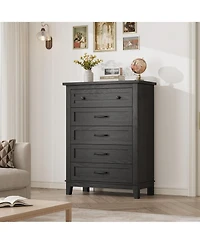 gaomon 5 Dresser for Bedroom, 41.3 Tall Vertical Drawer Dresser, Freestanding Wooden Closet Chest Living Room, Set of 2
