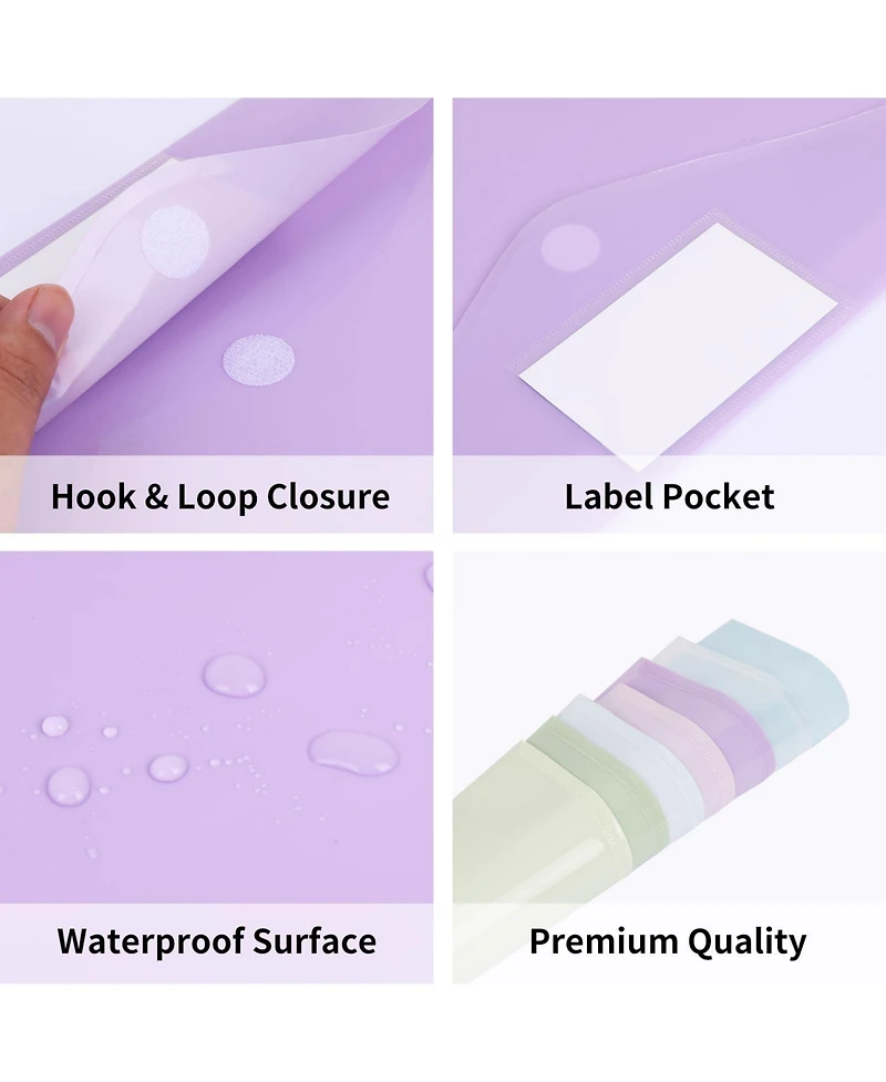 Gnuadz Plastic Envelopes File Folders Hook Loop Closure Label Pocket A4 School Office