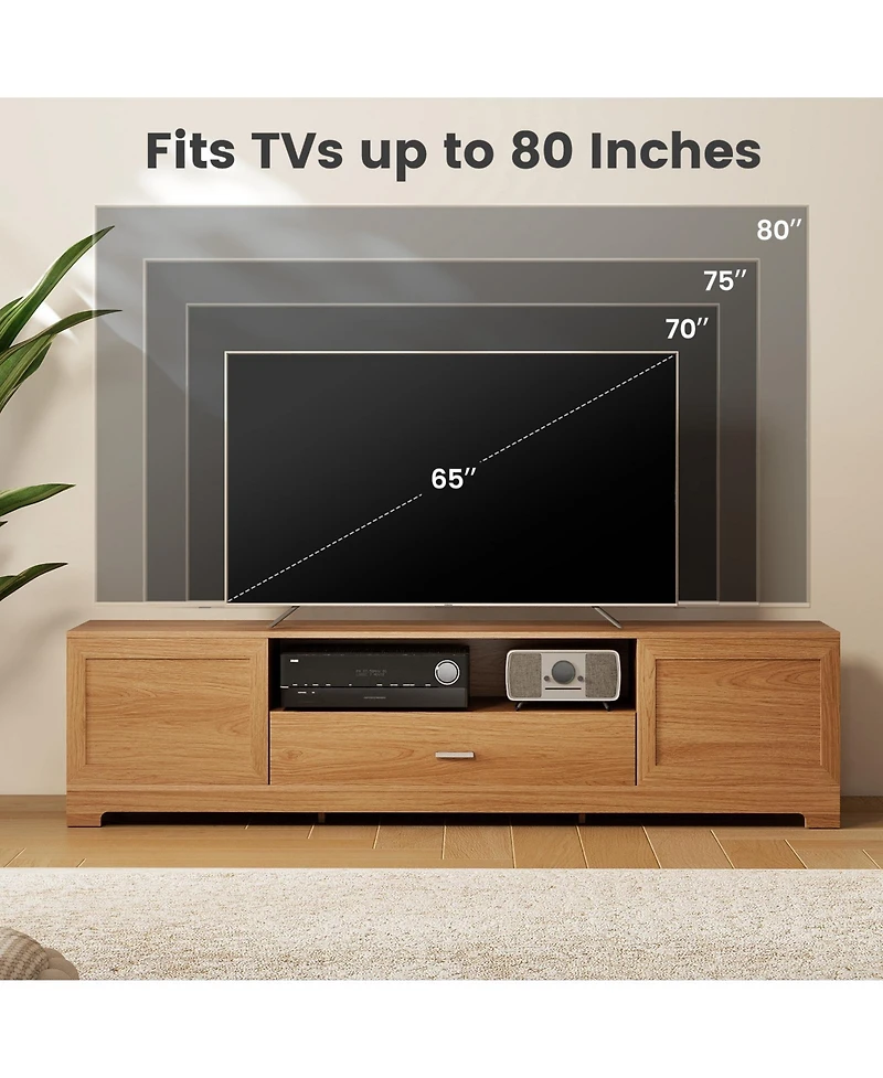 Gymax Tv Stand for TVs Drawer Cable Hole Entertainment Center for Bedroom