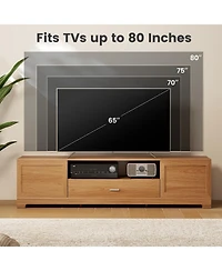 Gymax Tv Stand for TVs Drawer Cable Hole Entertainment Center for Bedroom