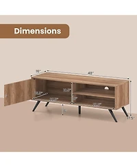 Gymax Tv Stand for TVs up to 55inch Mid Century Entertainment Center with Storage Cabinet