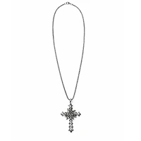 Rebl Jewelry Silver Rose Cross Chain