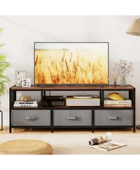 Gymax Tv Stand for TVs with Power Outlets Usb Charging Open Shelf