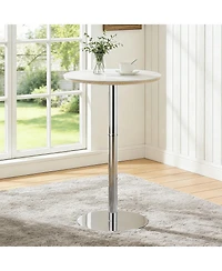 flynama 39" Rock Slab Bar Table with Silver Base and Legs
