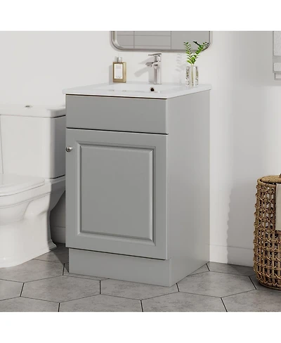 Thirtypeachy Bathroom Vanity With Ceramic Sink, Painted Mdf Cabinet, Soft-Close Door Adjustable Shelf Storage