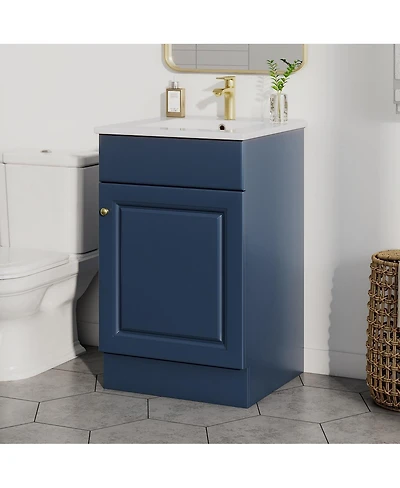 Thirtypeachy Bathroom Vanity With Ceramic Sink, Painted Mdf Cabinet, Soft-Close Door Adjustable Shelf Storage