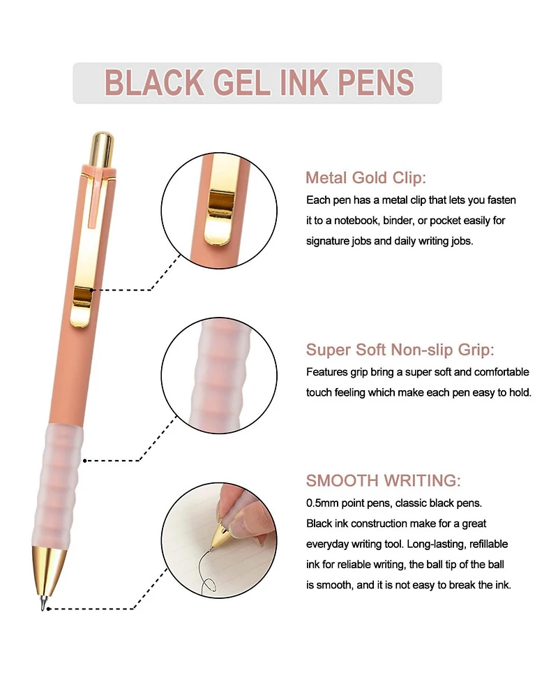 Gnuadz Gel Pens Ink Fine Point Retractable 12-count