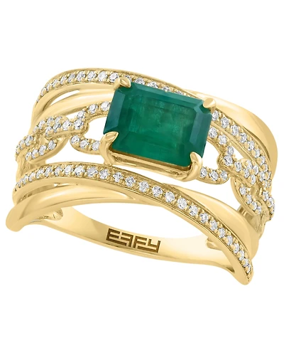 Effy Collection Emerald (1-3/8 ct. t.w.) & Diamond (1/4 ct. t.w.) Ring in 14k Yellow Gold