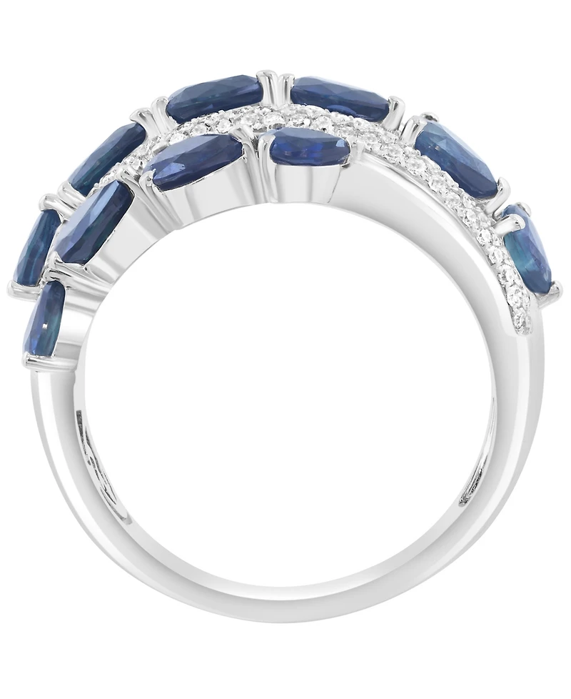 Effy Collection Sapphire (3-7/8 ct. t.w.) & Diamond (5/8 ct. t.w.) Ring in 14k White Gold