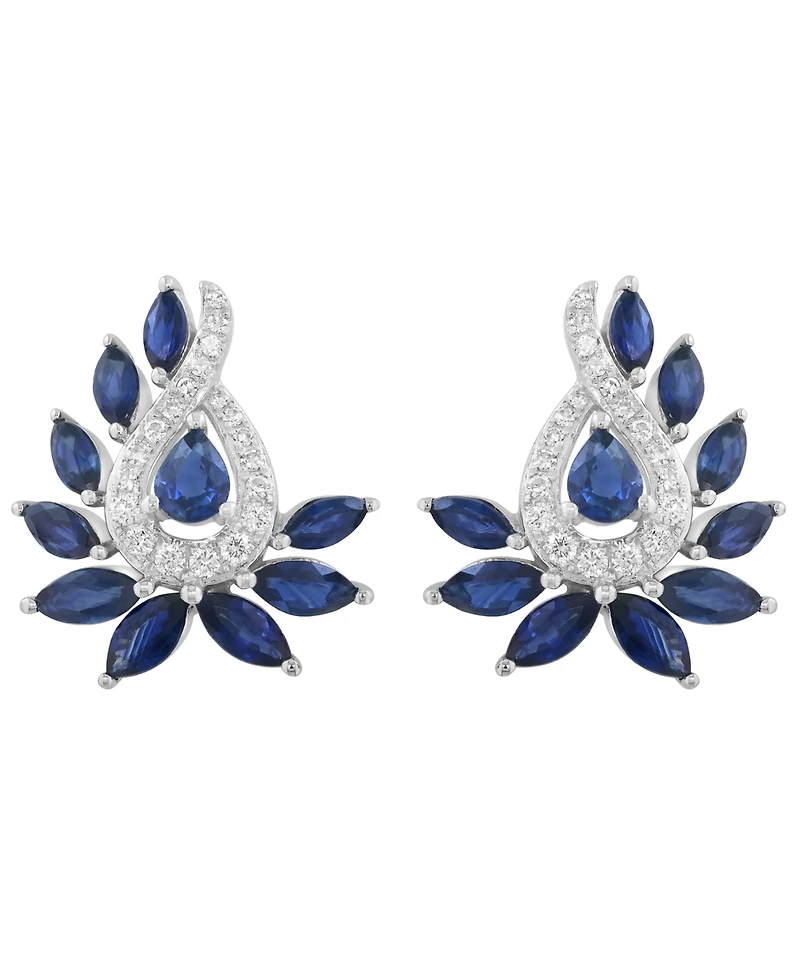 Effy Collection Sapphire (2-3/8 ct. t.w.) & Diamond (1/4 ct. t.w.) Earrings in 14k White Gold