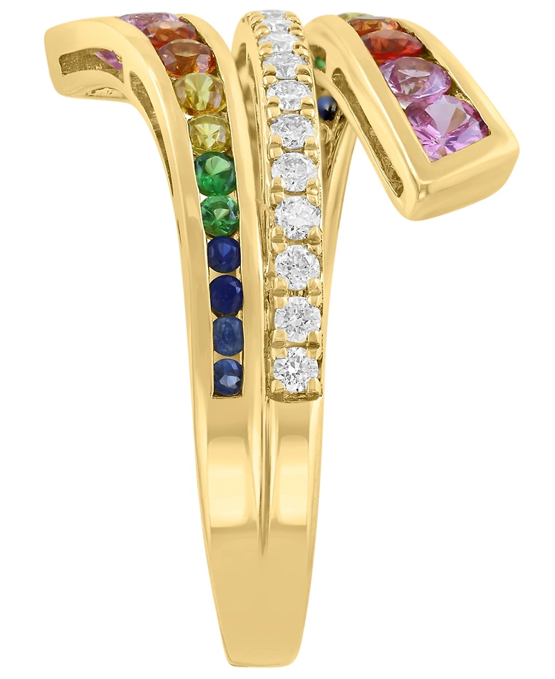 Effy Collection Multi-Sapphire (5/8 ct. t.w.), Tsavorite (1/2 ct. t.w.) & Diamond (1/4 ct. t.w.) Ring in 14k Yellow Gold