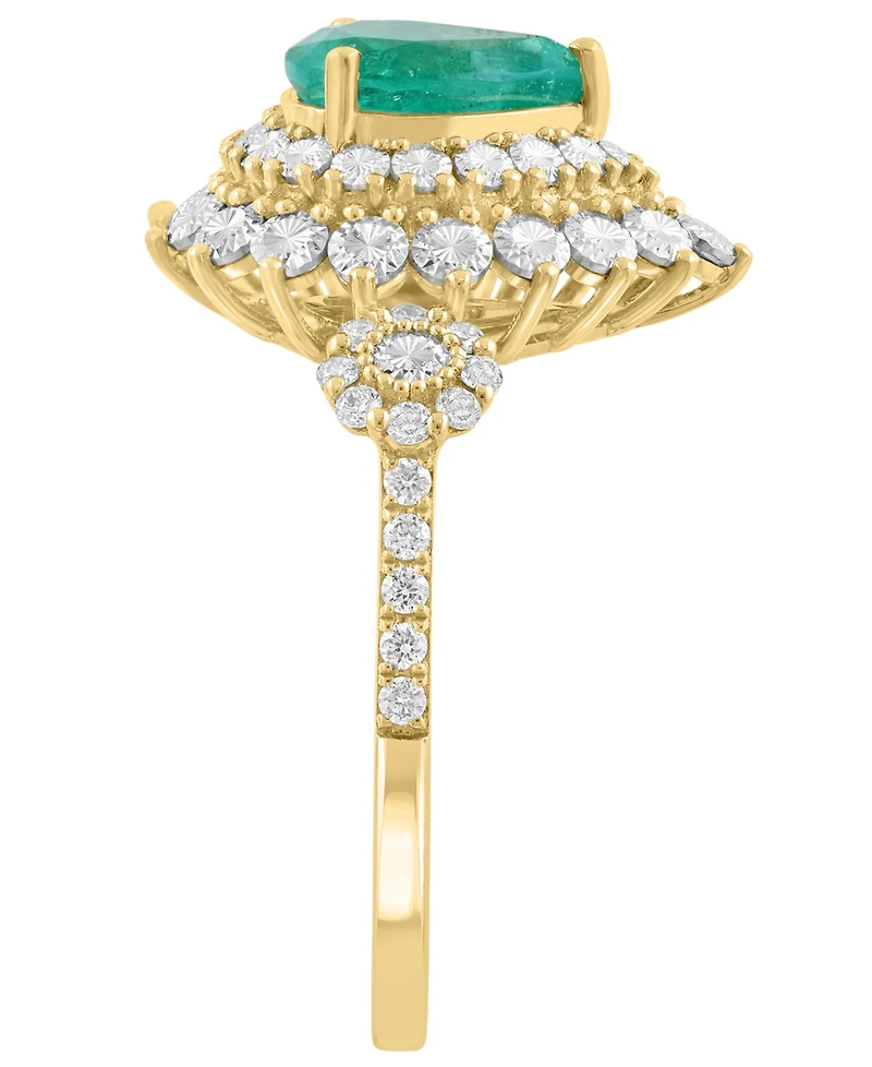 Effy Collection Emerald (7/8 ct. t.w.) & Diamond (1/5 ct. t.w.) Ring in 14k Two-Tone Gold