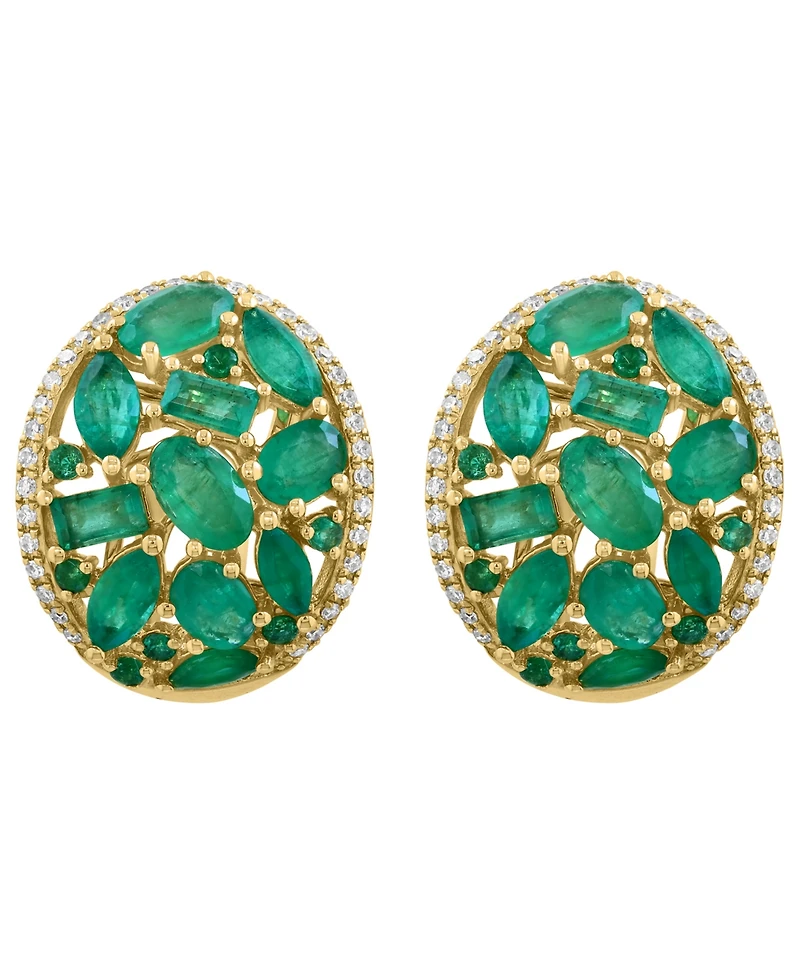 Effy Collection Emerald (3-3/8 ct. t.w.) & Diamond (1/4 ct. t.w.) Earrings in 14k Yellow Gold
