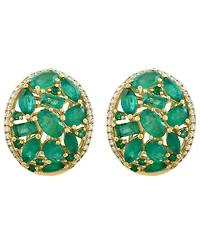 Effy Collection Emerald (3-3/8 ct. t.w.) & Diamond (1/4 ct. t.w.) Earrings in 14k Yellow Gold