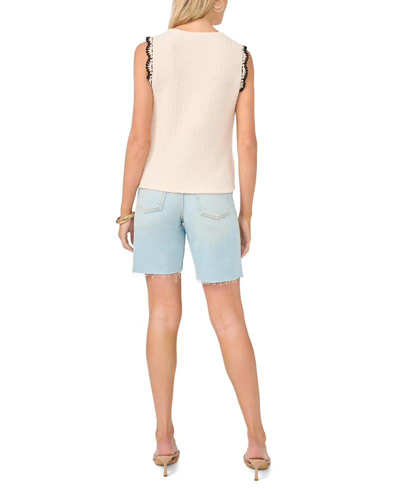Vince Camuto Women's Crewneck Scallop Trim Tank Top