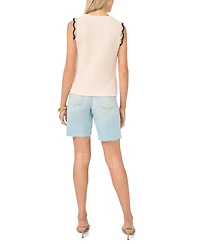 Vince Camuto Women's Crewneck Scallop Trim Tank Top