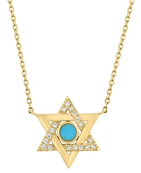 Effy Collection Turquoise & Diamond (1/2 ct. t.w.) Pendant Necklace in 14k Yellow Gold