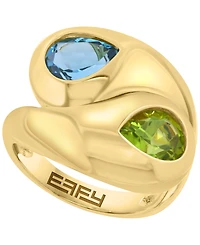 Effy Collection Blue Topaz (1-7/8 ct. t.w.) & Peridot (1-7/8 ct. t.w.) Ring in 14k Gold Over Silver