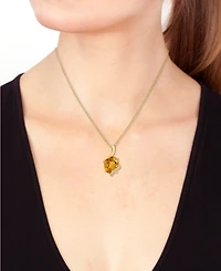 Effy Collection Citrine (1-7/8 ct. t.w.) & Diamond (1/20 ct. t.w.) Pendant Necklace in 14k Yellow Gold