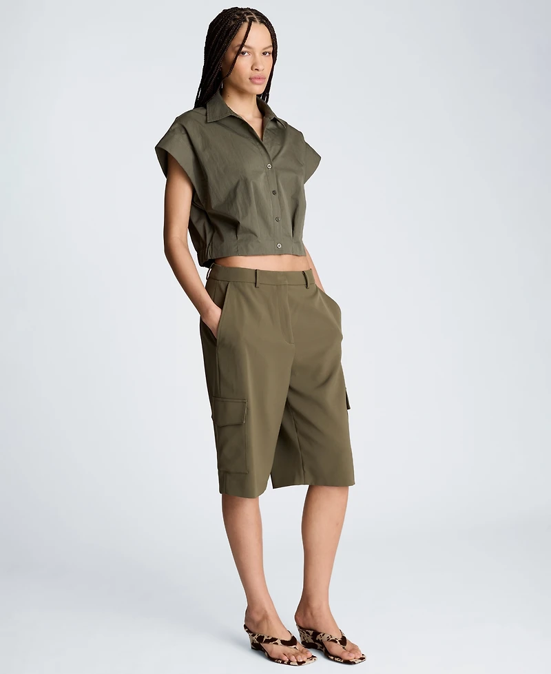 Kenneth Cole Women's Y-Neck Crop Top