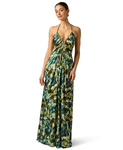 Adrianna Women's Printed Halter Neck Maxi Dress
