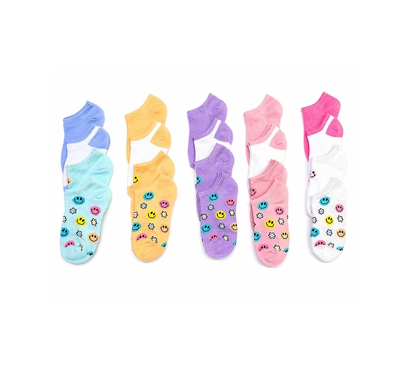 Rainbow Sugar Girls' 4-8.5 Low Cut Socks, 20-Pack