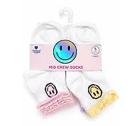 Rainbow Sugar Girls' 4-8.5 Mid Crew Socks, 8-Pack