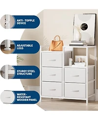 gaomon 5 Drawer Mobile File Cabinet with Open Storage Shelf, Rolling Printer Stand and Fabric Lateral Filing Cabinet for Home Office