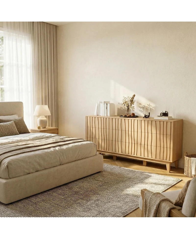 homfan Modern Fluted Dresser with 9 Drawers
