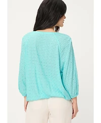 Olsen Women's Eyelet Embroidered Tunic Blouse