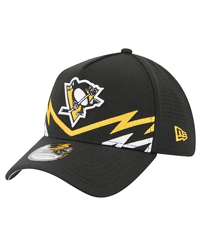 New Era Men's Black Pittsburgh Penguins 39THIRTY A-Frame Perforated Flex Hat