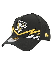 New Era Men's Black Pittsburgh Penguins 39THIRTY A-Frame Perforated Flex Hat