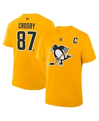Fanatics Men's Sidney Crosby Gold Pittsburgh Penguins Authentic Stack Name & Number T-Shirt