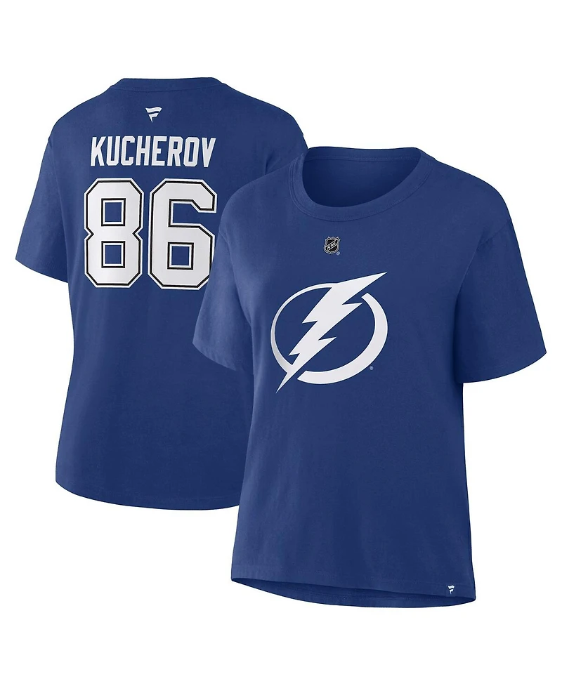 Fanatics Women's Nikita Kucherov Blue Tampa Bay Lightning Authentic Stack Name & Number T-Shirt