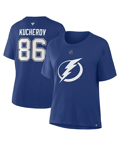 Fanatics Women's Nikita Kucherov Blue Tampa Bay Lightning Authentic Stack Name & Number T-Shirt