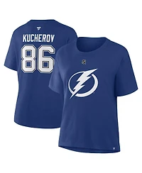 Fanatics Women's Nikita Kucherov Blue Tampa Bay Lightning Authentic Stack Name & Number T-Shirt