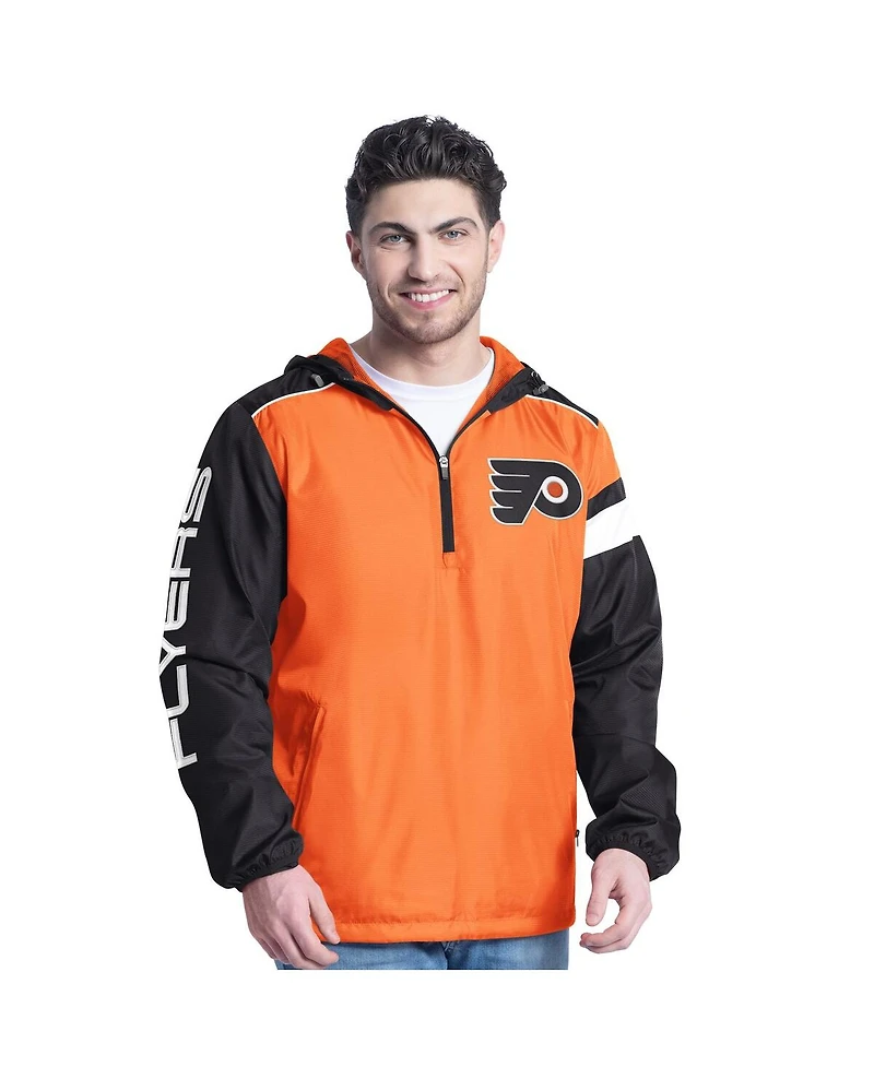 G-iii Sports by Carl Banks Men's Orange/Black Philadelphia Flyers Lateral Half-Zip Hoodie