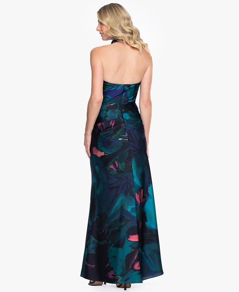 Betsy & Adam Petite Sleeveless Halter Neck Gown