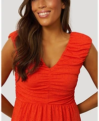 Cable & Gauge Women's Shirred Eyelet Midi Dress
