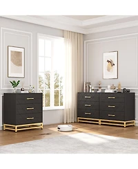 homfan Modern 3 Drawer Dresser for Bedroom - Slim Space-Saving Chest, Durable Wood, Soft-Close Drawers, Handles, Anti-Tip Kit, Easy Assembly
