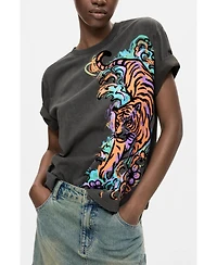 Desigual Women's Tiger T-Shirt 100% Cotton
