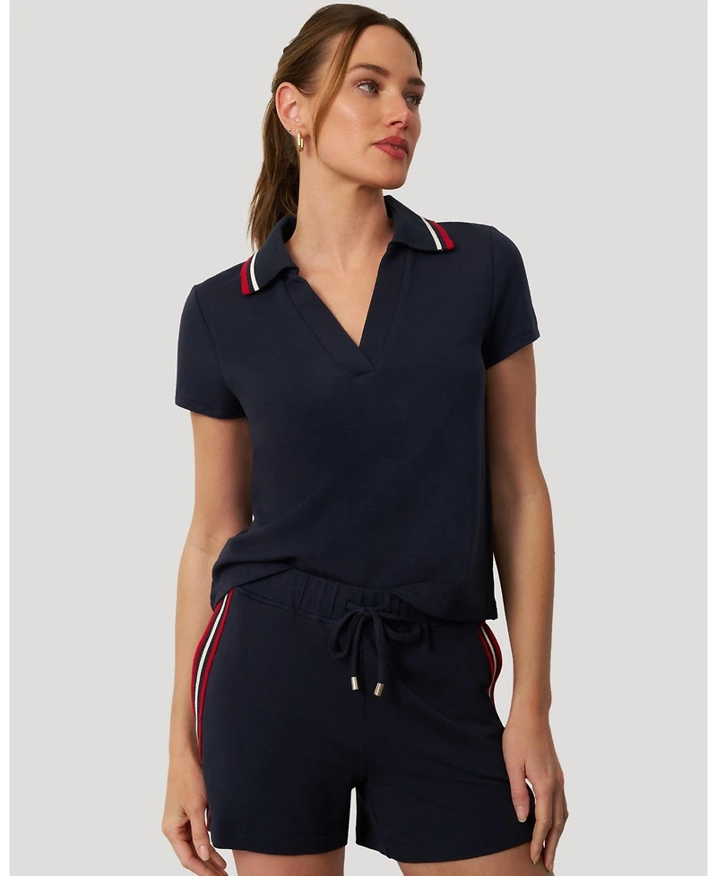 Cable & Gauge Women's Sporty Rib Polo and Short Set