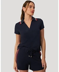 Cable & Gauge Women's Sporty Rib Polo and Short Set