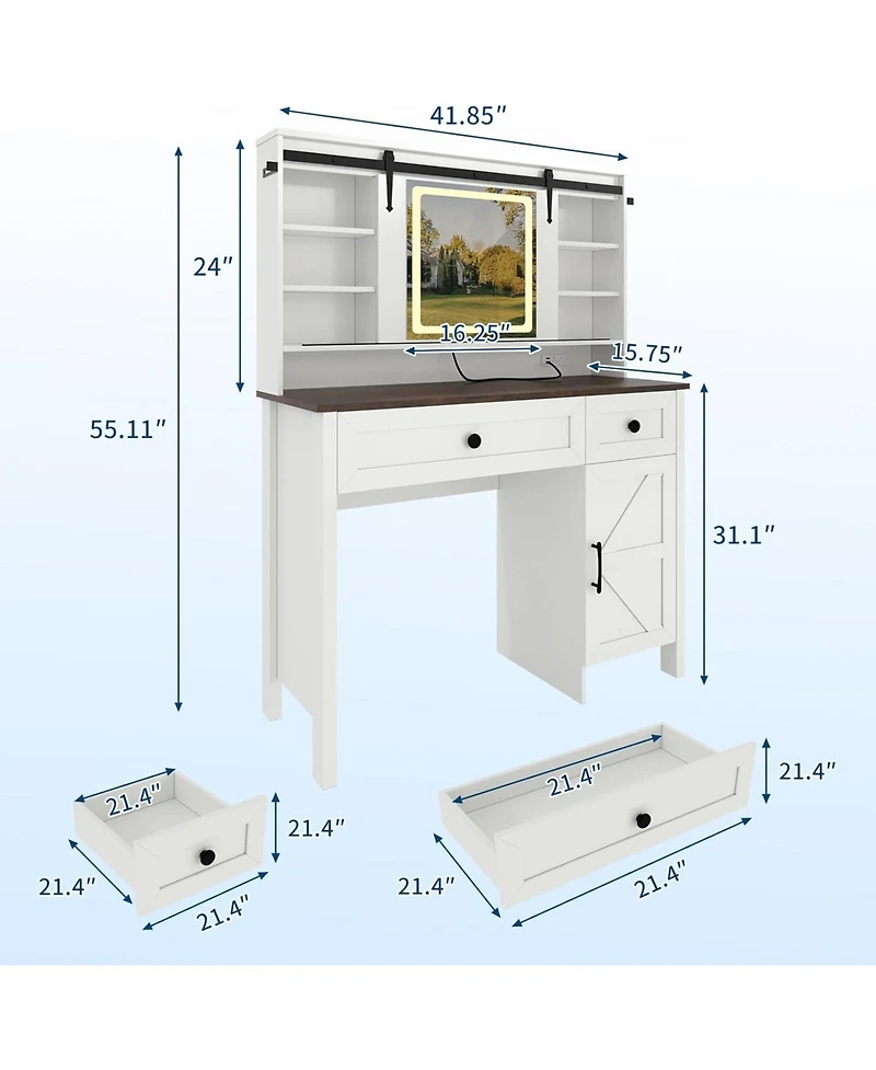 gaomon Mdf Dressing Table with Storage Cabinets and Drawers