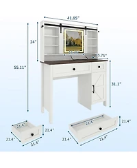 gaomon Mdf Dressing Table with Storage Cabinets and Drawers