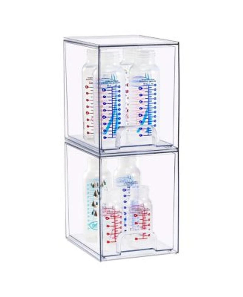 Sorbus 2 Tall Clear Stackable Pull Out Storage Organizer Bins For Baby Bottles Bathroom Kitchen More