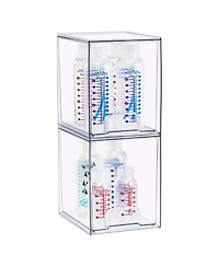 Sorbus 2 Tall Clear Stackable Pull Out Storage Organizer Bins For Baby Bottles Bathroom Kitchen More