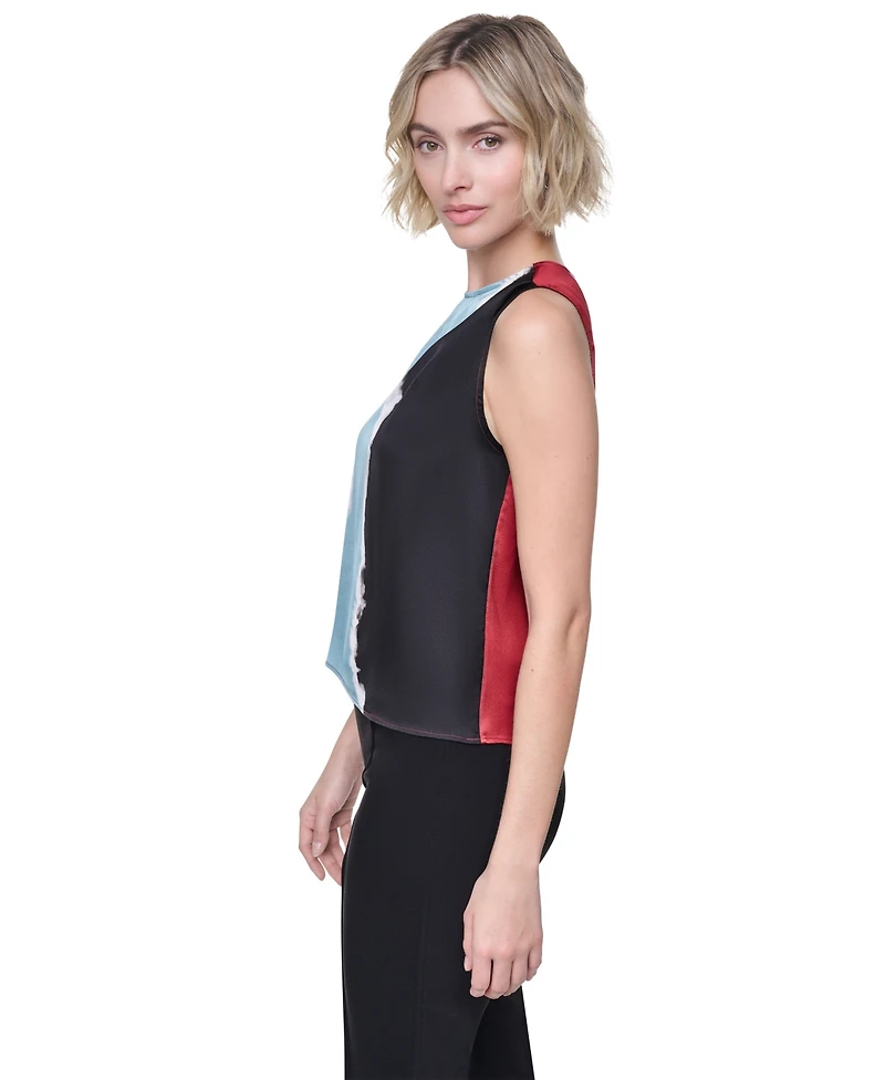 Dkny Petite Printed Sleeveless Blouse