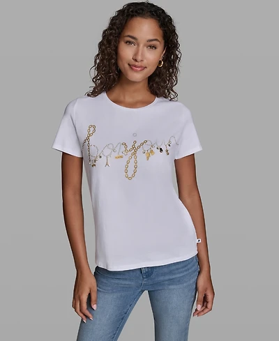 Karl Lagerfeld Paris Women's Bonjour Crewneck T-Shirt